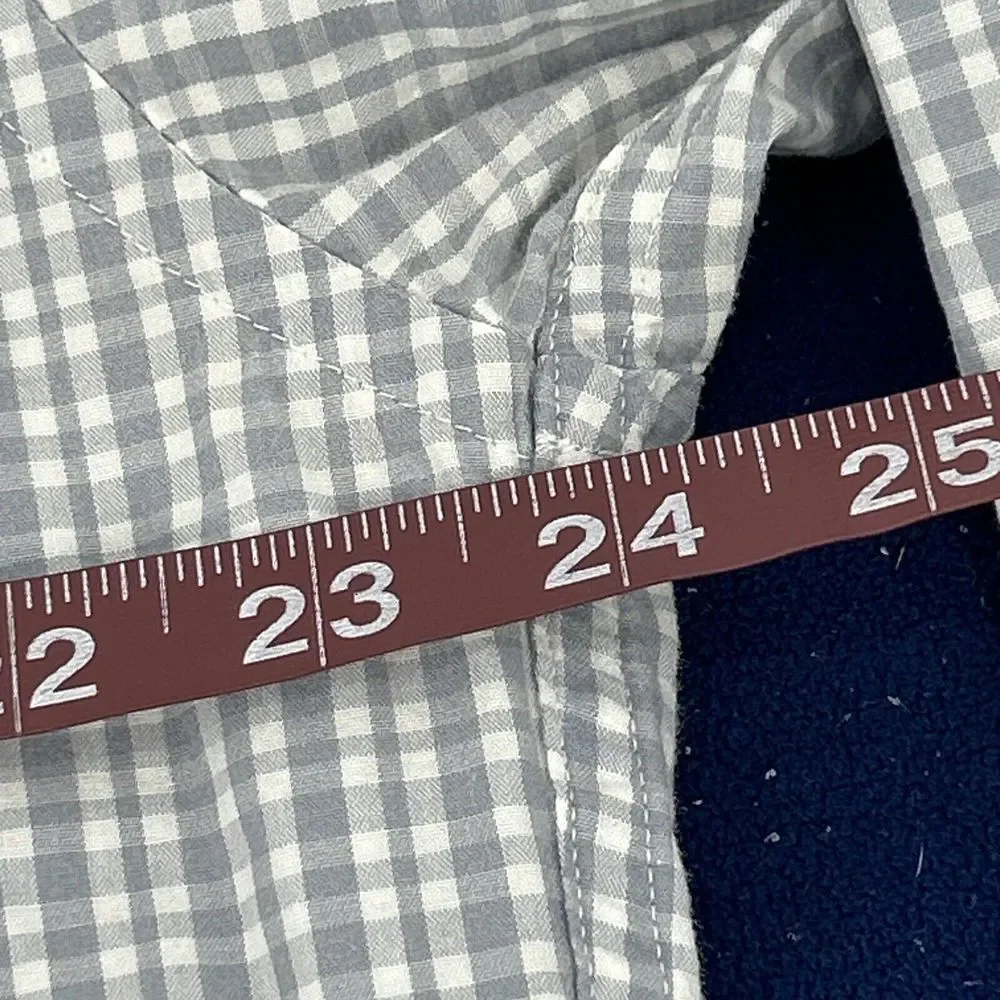 J Crew Shirt Men XL Gray White Plaid Button Down Washed‎ Casual Tailored Fit
